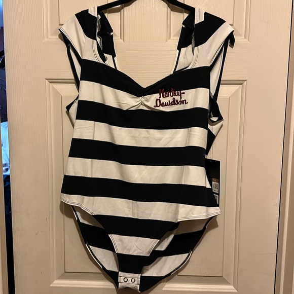 Harley Davidson Striped Bodysuit - Picture 1 of 5